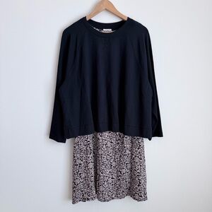 J. Jill NWOT Women's Navy Sweatshirt Layered Over Floral Dress, XL Petite